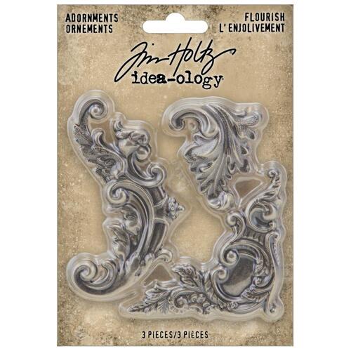 Tim Holtz Idea-Ology Metal Adornments - Flourish (3/Pkg) TH94231