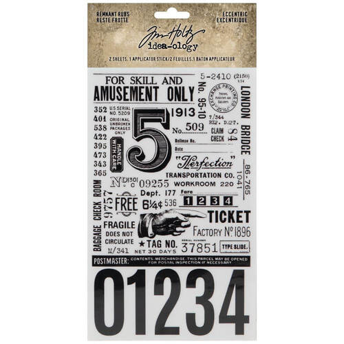 Tim Holtz Idea-Ology Remnant Rubs Rub-Ons 4.75"X7.75" - Eccentric (2/Pkg) TH94237