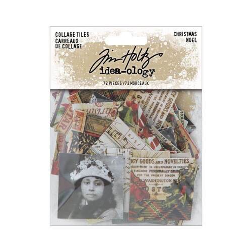 Tim Holtz Idea-ology Collage Tiles 72/Pkg - Christmas TH94279