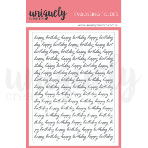 Uniquely Creative Embossing Folder - Happy Birthday Script