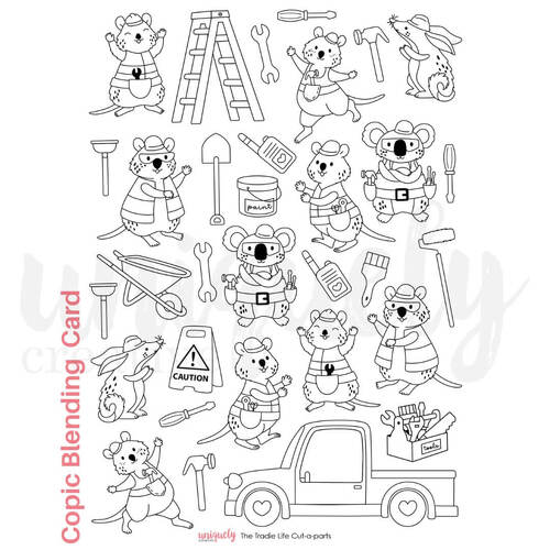 Uniquely Creative - The Tradie Life Cut-a-part Sheet Copic Blending Card