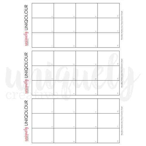 Uniquely Creative - UNIQOLOUR Woodless Watercolour Pencil Swatch Sheet