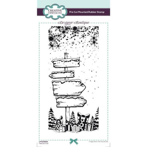 Creative Expressions Designer Boutique Pre Cut Rubber Stamp - Festive Trail