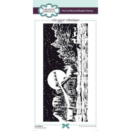 Creative Expressions Designer Boutique Pre Cut Rubber Stamp - Christmas Cabin