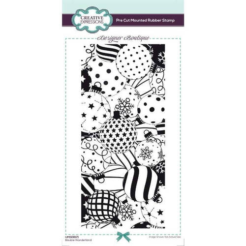 Creative Expressions Designer Boutique Pre Cut Rubber Stamp - Bauble Wonderland