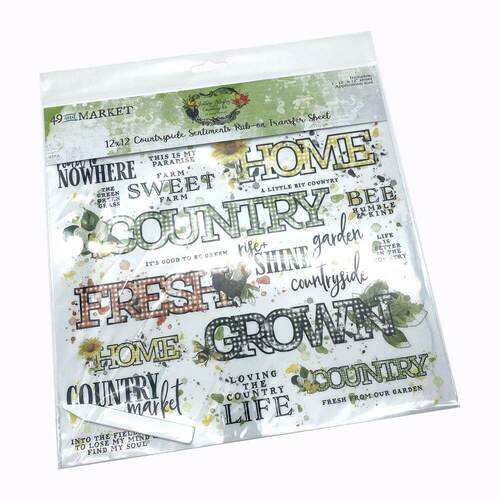 49 and Market Vintage Artistry Countryside Rub-Ons 12"X12" - Sentiments (1/Sheet)