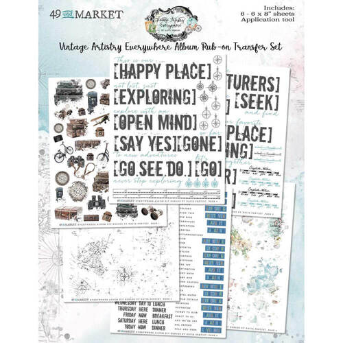 49 And Market - Vintage Artistry Everywhere Album Kit Rub-Ons (6"X8")