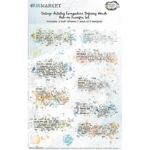 49 And Market - Vintage Artistry Everywhere Rub-Ons 6"X8" 2/Sheets - Defining Words