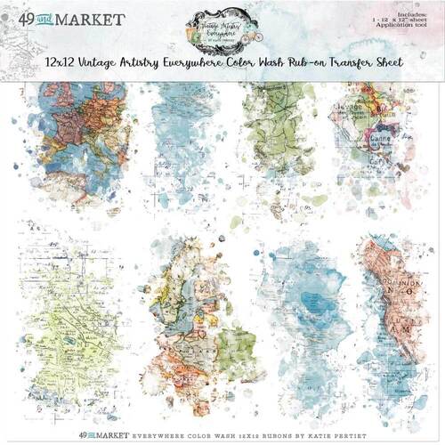 49 And Market - Vintage Artistry Everywhere Rub-Ons 12"X12" 1/Sheet - Color Wash