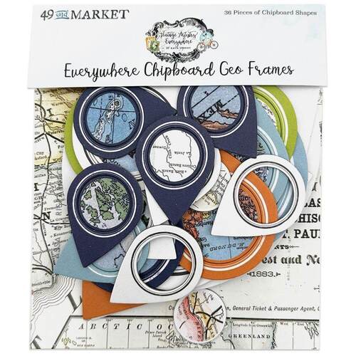 49 And Market - Vintage Artistry Everywhere Chipboard Frame Set - Geo