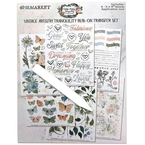 49 And Market - Vintage Artistry Tranquility Rub-Ons 6"X8" (6/Sheets)