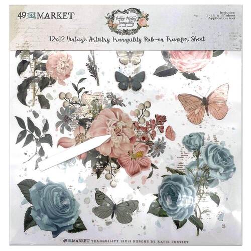 49 And Market - Vintage Artistry Tranquility Rub-Ons 12"X12" (1/Sheet)