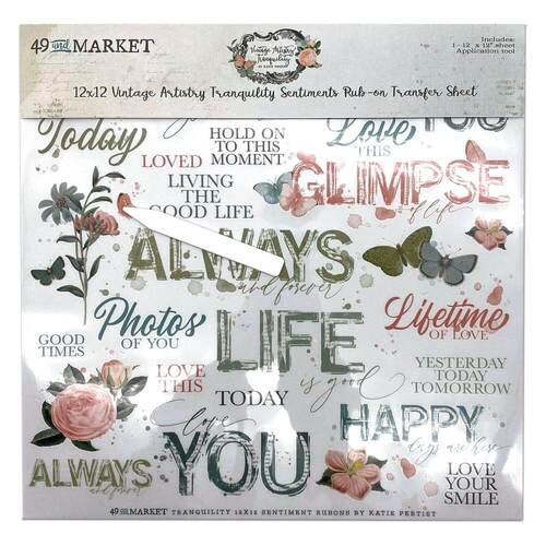 49 And Market Vintage Artistry Tranquility Rub-Ons 12"X12" (1/Sheet) - Sentiments