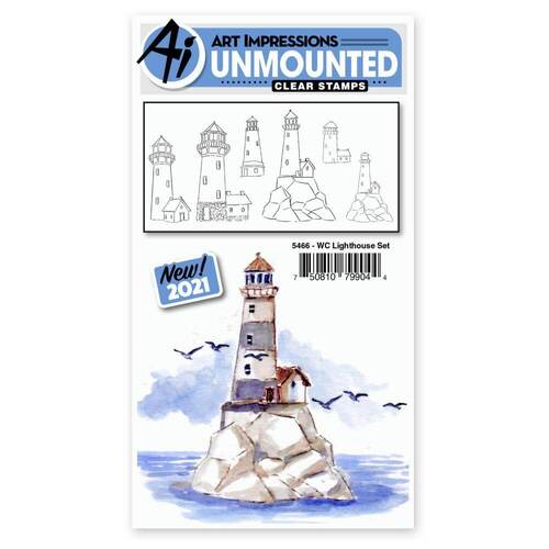 Art Impressions Watercolor Clear Stamps - Lighthouse Set