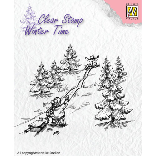 Nellie Snellen Clear Stamp Winter Time - Sledge Fun WT003