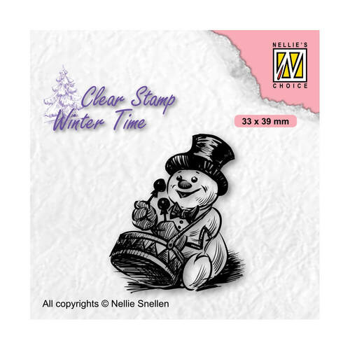 Nellie Snellen Clear Stamps Winter Time - Snowman with Drum WT007