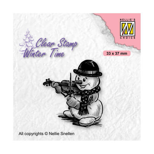 Nellie Snellen Clear Stamps Winter Time - Snowman with Violin WT009