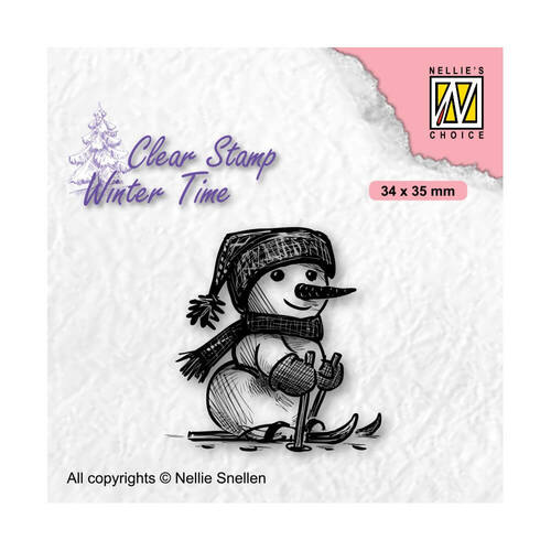 Nellie Snellen Clear Stamps Winter Time - Skiing Snowman WT010