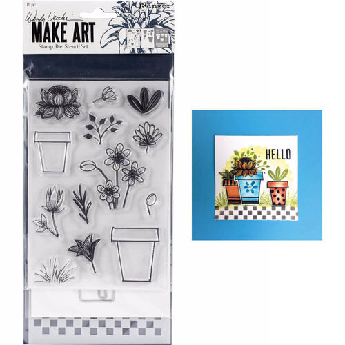 Wendy Vecchi Stamp, Die & Stencil Set - Flower Pot WVZ65968
