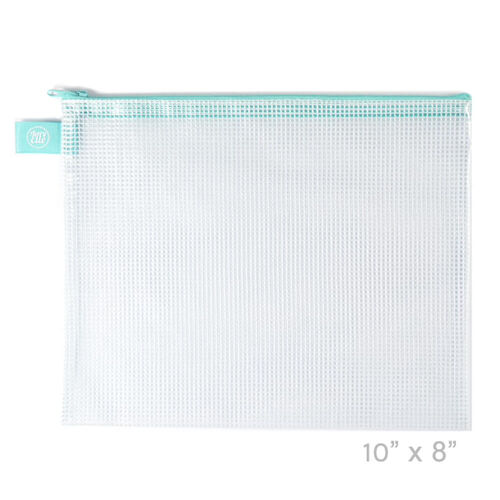 Avery Elle Aqua Small Zippered Vinyl Mesh Pouch Z1901