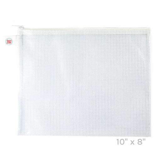 Avery Elle White Small Zippered Vinyl Mesh Pouch Z1903